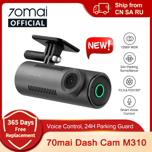 2025 New 70mai Dash Cam M310 New 1296P Night Vision F2.0 Aperture 70mai M310 Car DVR 24H Parking Monitor WIFI & App Control