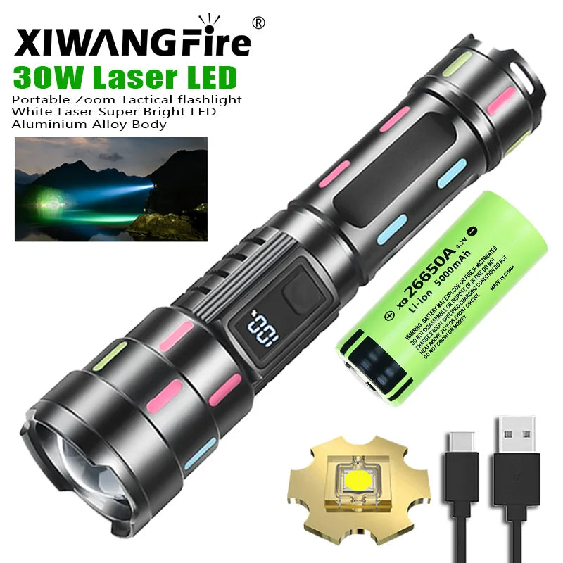 High Power Led Tactical Flashlights USB Rechargeable Long Range Powerful LED Lantern Waterproof 26650 Battery Torch Lamp