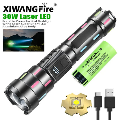 High Power Led Tactical Flashlights USB Rechargeable Long Range Powerful LED Lantern Waterproof 26650 Battery Torch Lamp