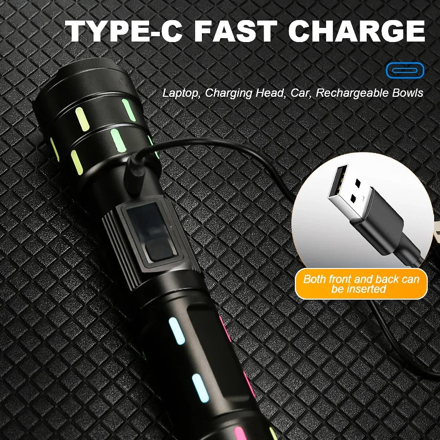 High Power Led Tactical Flashlights USB Rechargeable Long Range Powerful LED Lantern Waterproof 26650 Battery Torch Lamp