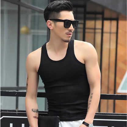 Summer Men's 100% Cotton Vest Sexy Underwear Sleeveless Tank Top Undershirts Breathable Gym Clothing Bodybuilding Tops T-shirts