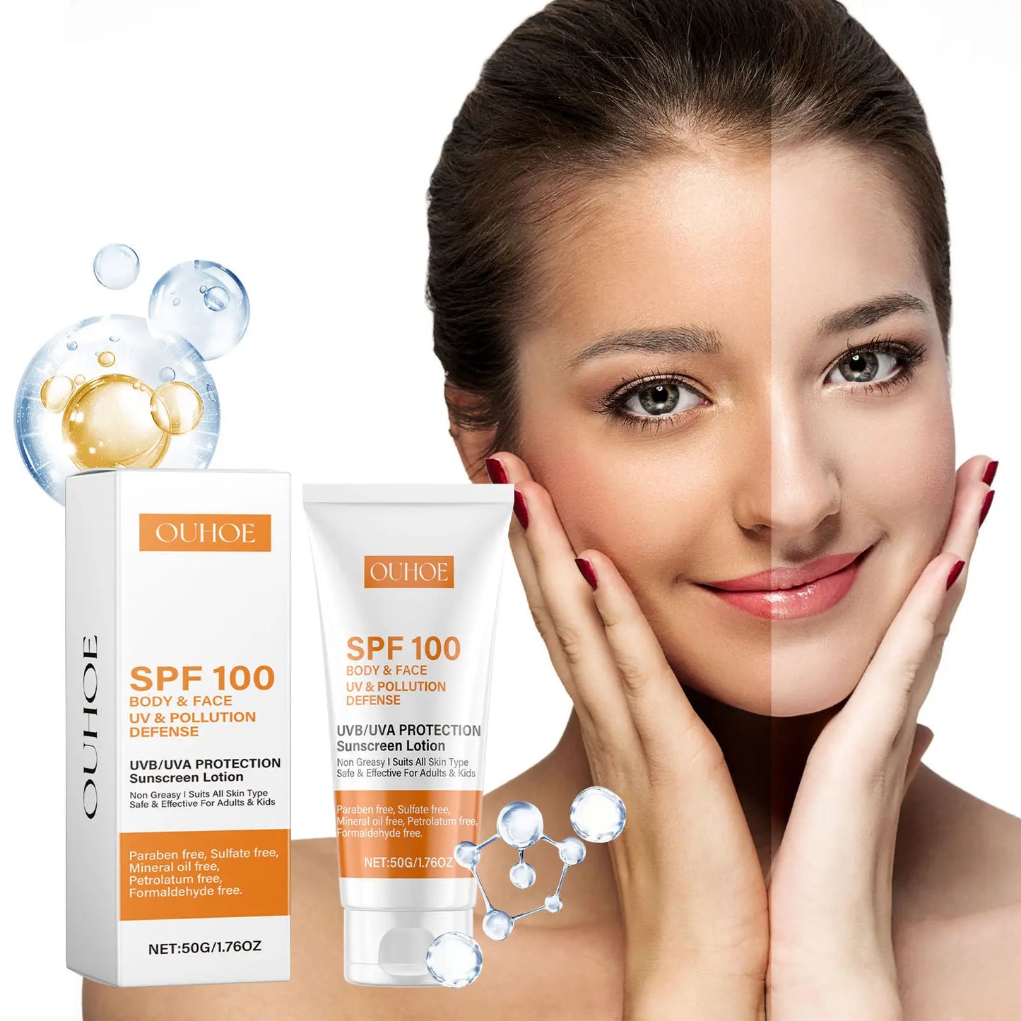 50ml Face Sunscreen SPF 50 PA+++ Isolation Sunblock Anti Spot Whitening Moisturizing Brightening Calming Skin Care