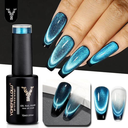 YOKEFELLOW 2024 New Dreamland Cat Eye Gel Nail Polish 10ml Dual Gloss Dreamland Color Soak Off Cat Magnetic UV Gel Varnish DIY